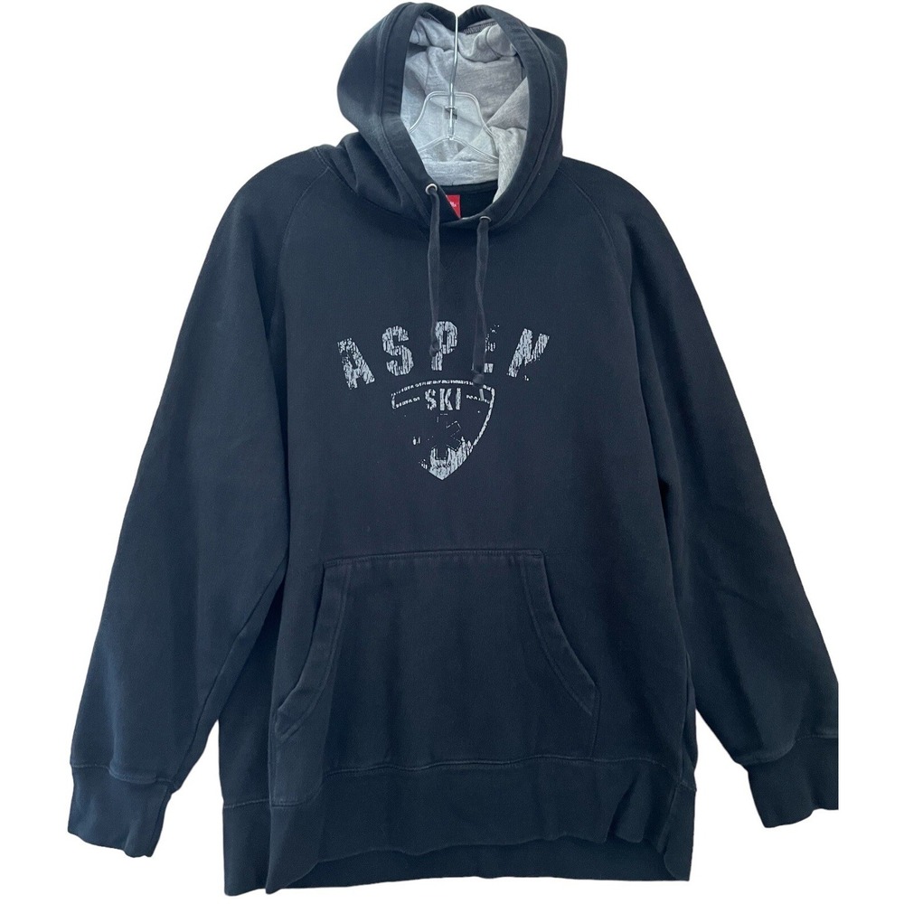 Aspen Colorado Hoodie Sweatshirt Mens Medium Black Gray Ski Campcore Mossimo